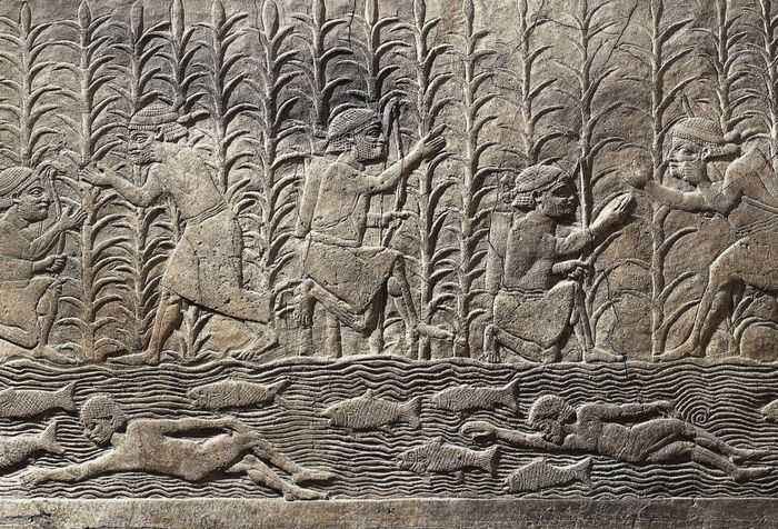 Relief Mesopotamia yang menunjukan pentingnya pertanian dari sungai.