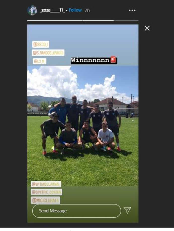 instastory Bogdan Stamenkovic pada Rabu (10/6/2020) yang menunjukkan satu tim dengan Witan Sulaiman