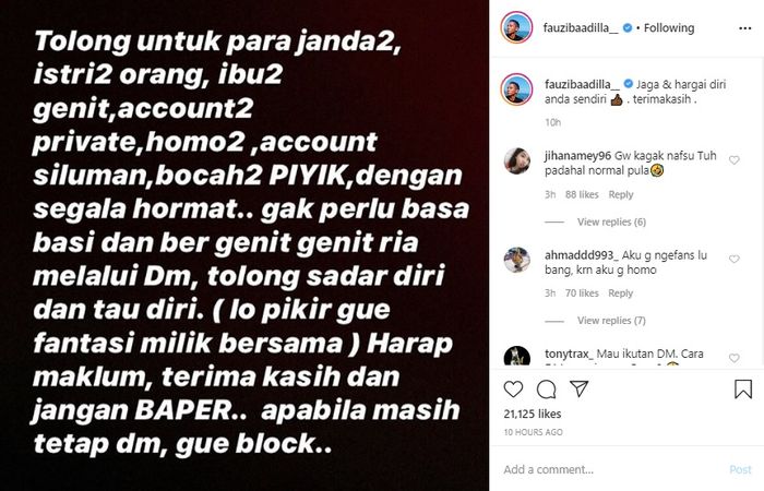 Ungkapan kekesalan Fauzi gegara sering digoda perempuan genit