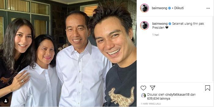 Unggahan Baim Wong saat ucapkan selamat ulang tahun pada Presiden Joko Widodo