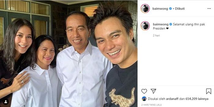 Baim Wong ucapkan selamat ulang tahun untuk Jokowi.