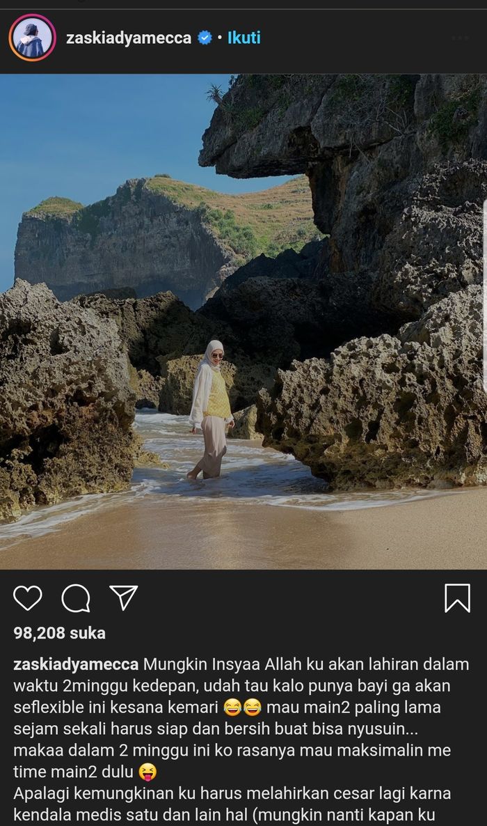 Zaskia Adya Mecca bakal segera melahirkan anak ke limanya dalam waktu dekat.