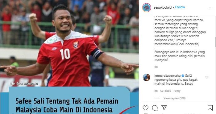 Komentar pedas yang ditinggalkan oleh Leonard Tupamahu untuk Safee Sali.