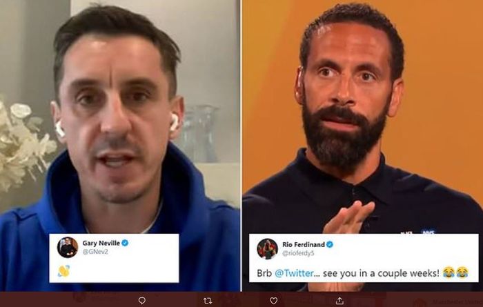 Duo legenda Manchester United, Rio Ferdinand dan Gary Neville, pamit dari Twitter.