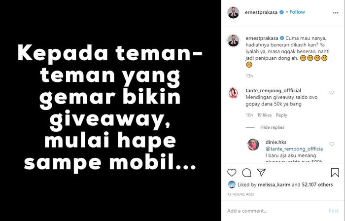 Unggahan Ernest Prakasa
