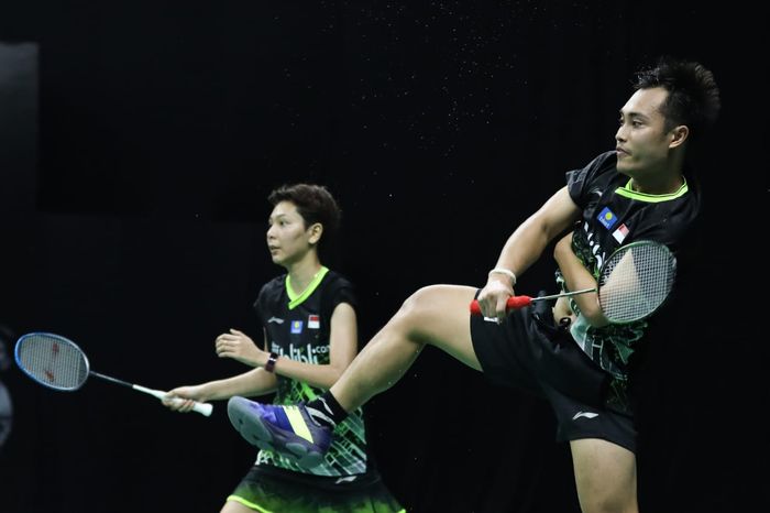 Pasangan ganda campuran Hafiz Faizal/Gloria Emanuelle Widjaja pada PBSI Home Tournament di pelatnas Cipayung, Jakarta, Rabu (1/7/2020).