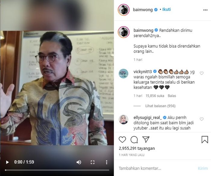 Vicky Nitinegoro kepergok beri dukungan untuk Baim Wong ketimbang Nikita Mirzani  