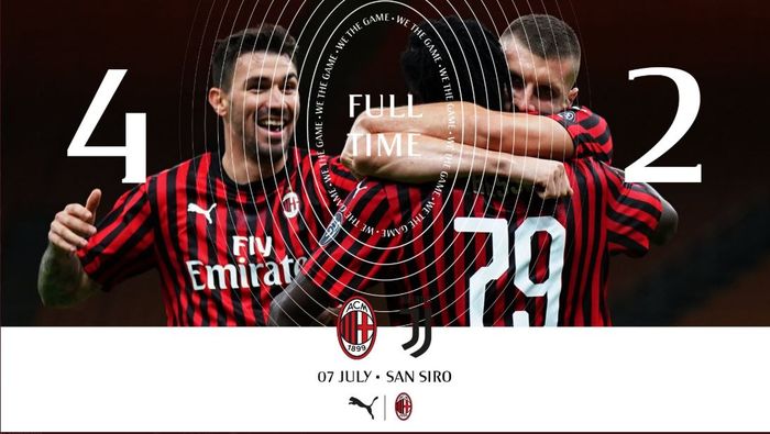 AC Milan menggulung Juventus dalam laga Liga Italia di San Siro, 7 Juli 2020.