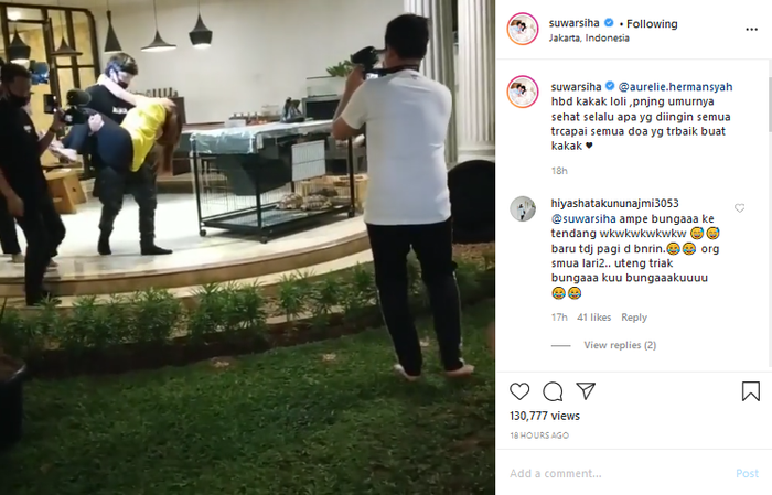 Atta Halilintar menggendong Aurel Hermansyah di hari ulang tahunnya