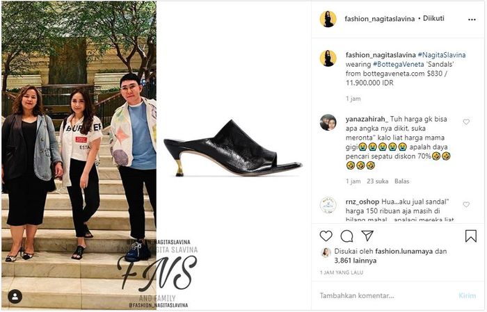 Sandal Nagita Slavina yang mirip sandal pasaran milik emak-emak namun harga aslinya bikin sakit kepala 