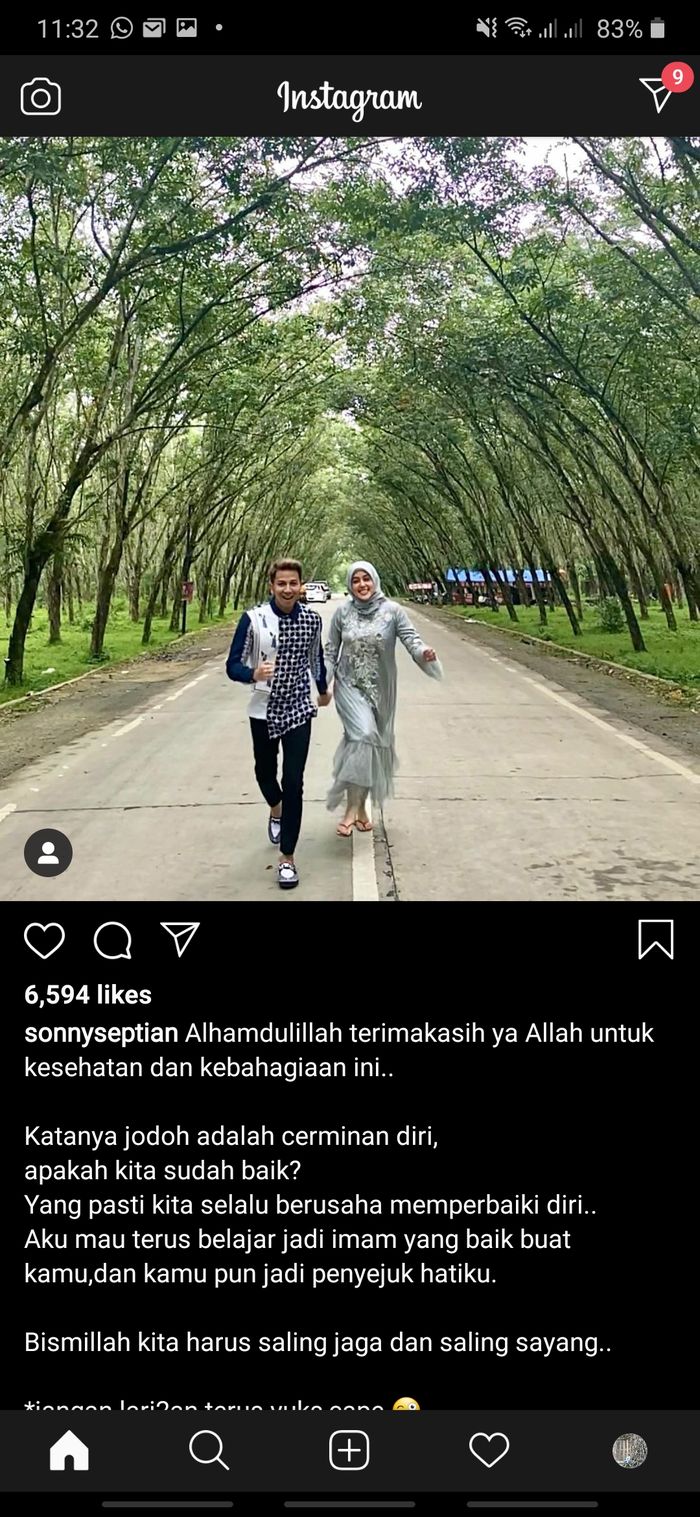 Sonny Septian mengungkap rasa syukur kepada Pencipta dengan memiliki Fairuz A Rafiq.