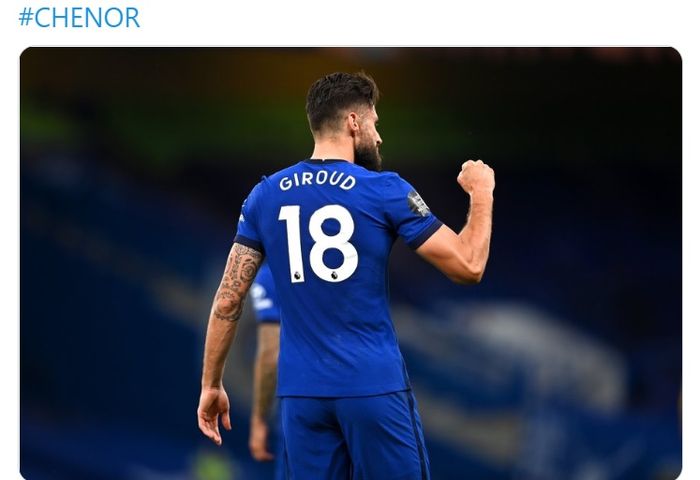 Striker veteran asal Prancis, Olivier Giroud, membawa Chelsea menang atas Norwich City pada laga Liga Inggris, di Stadion Stamford Bridge, Selasa (14/6/2020).