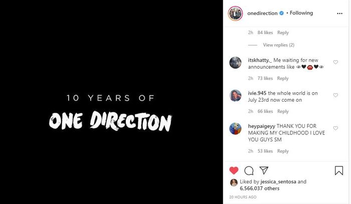 Unggahan perdana One Direction usai 4 tahun vakum