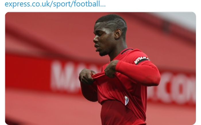 Ekspresi Paul Pogba saat Manchester United bermain imbang melawan West Ham United dalam laga Liga Inggris di Stadion Old Trafford, Rabu (22/7/2020).