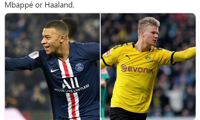 Ilustrasi Kylian Mbappe dan Erling Haaland yang diincar oleh Real Madrid.