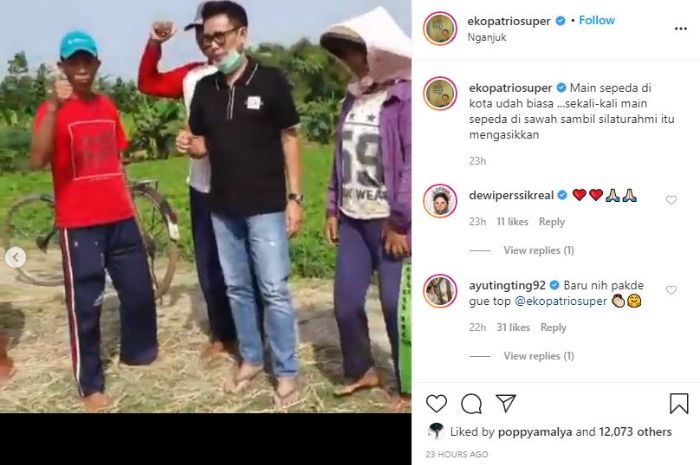 Potret Eko Patrio saat bertemu dengan para petani di kampung halamannya