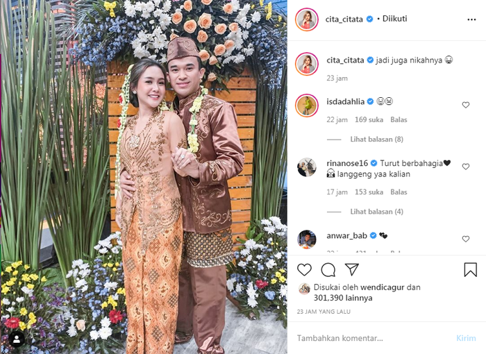 Foto nikah Cita Citata dan Anwar BAB.