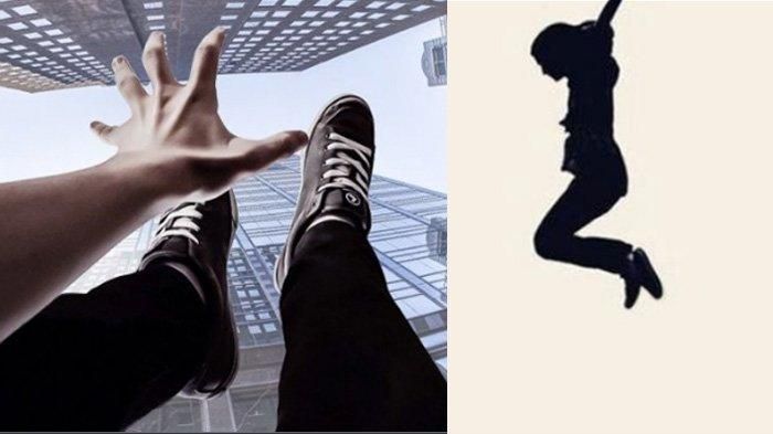 Ilustrasi bunuh diri terjun dari gedung.