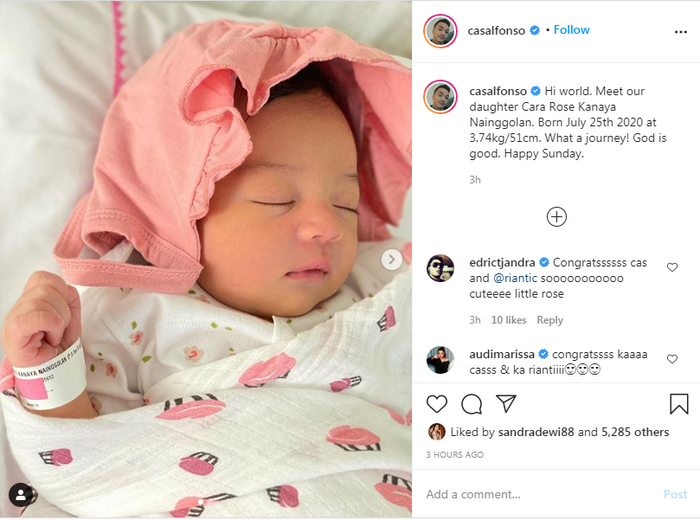 Rianti Cartwright lahirkan anak pertamanya, Sabtu (25/7/2020).