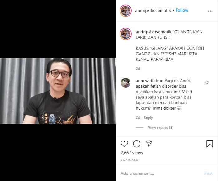 Penjelasan fetish dari dr. Andri.