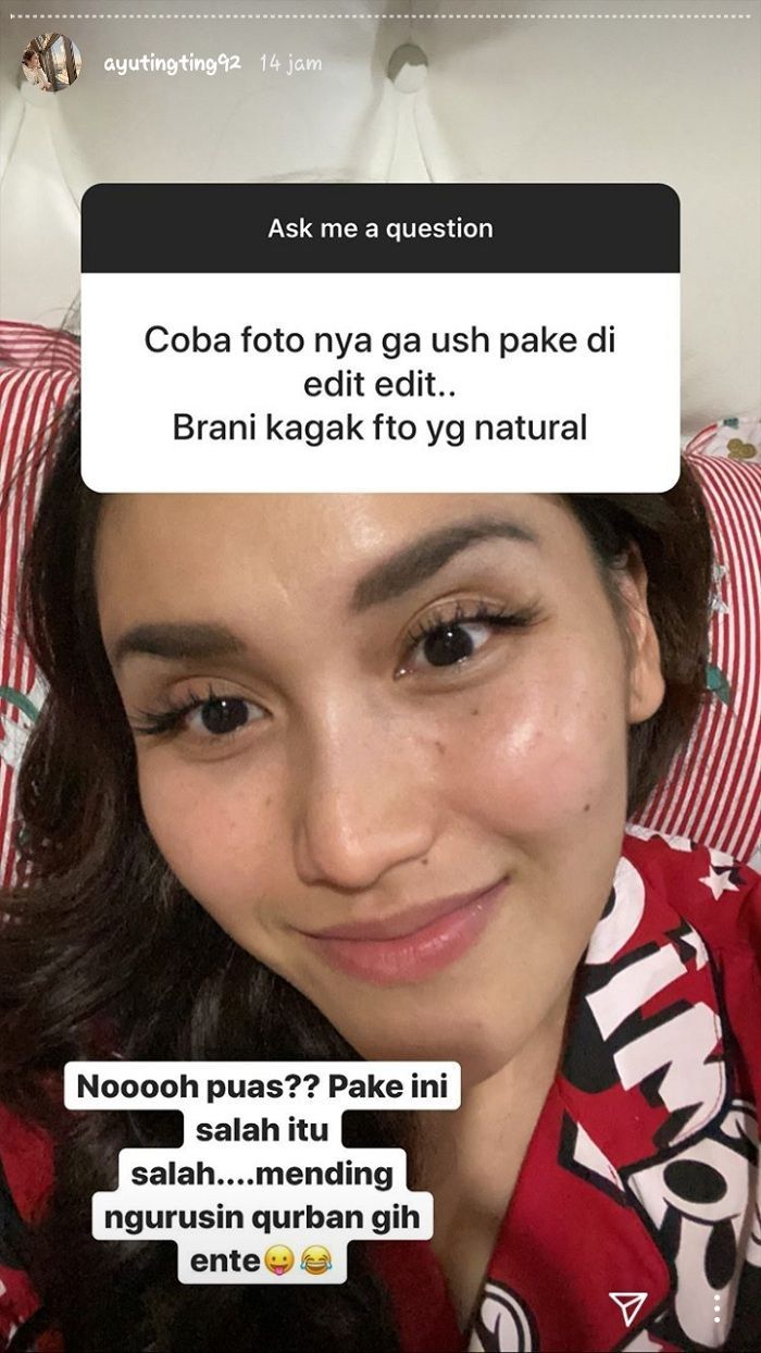 Ungghan foto Ayu Ting Ting tanpa riasan makeup dan editan filter