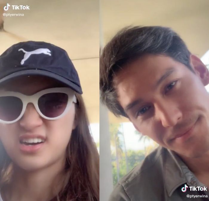 Putty Erwina dan Richard Kyle saat membuat video tiktok bersama