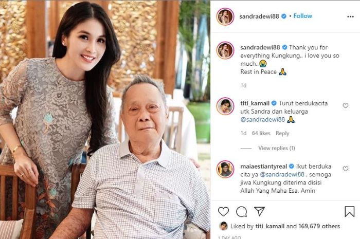 Kabar duka meninggalnya Hasan Basri, kakek Sandra Dewi.