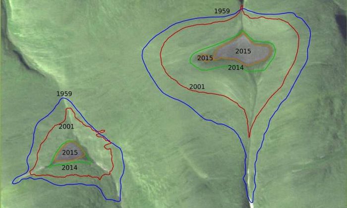Area tutupan es yang semakin berkurang dari tahun ke tahun.