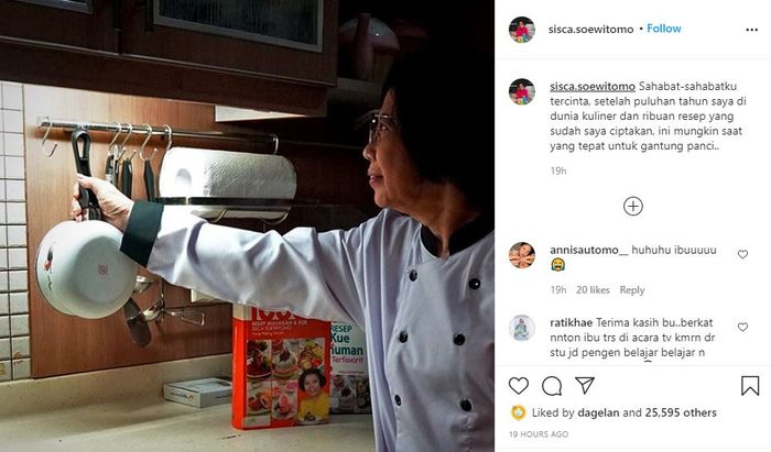 Sisca Soewitomo menyatakan pensiun dari dunia kuliner Tanah Air.