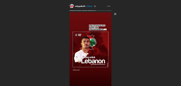 Rizky Pellu mendoakan bek PSM Makassar, Hussein El Dor, yang selamat dari ledakan besar Beirut (4/8/2020).