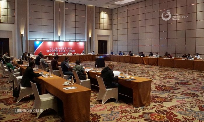 Manager meeting yang digelar PT Liga Indonesia Baru bersama perwakilan klub Liga 1 2020 di Hotel Fairmont, Jakarta (7/8/2020). 