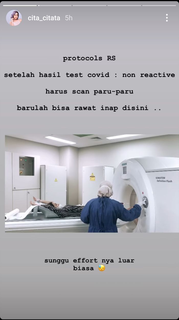 Cita Citata saat di rumah sakit.