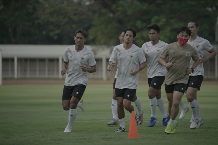 Irfan Bachdim dan kawan-kawan melakoni TC timnas Indonesia di Stadion Madya (7/8/2020).