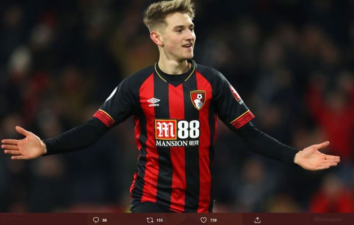 Gelandang Bournemouth, David Brooks, kabarnya sedang menjadi incaran Liverpool.