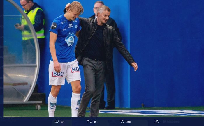 Erling Haaland saat masih menjadi anak asuh Ole Gunnar Solskjaer di Molde.