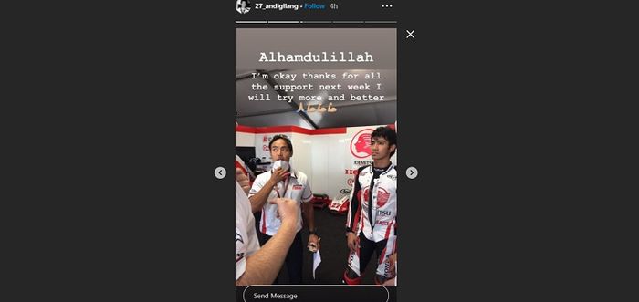 Instastory Andi Gilang.