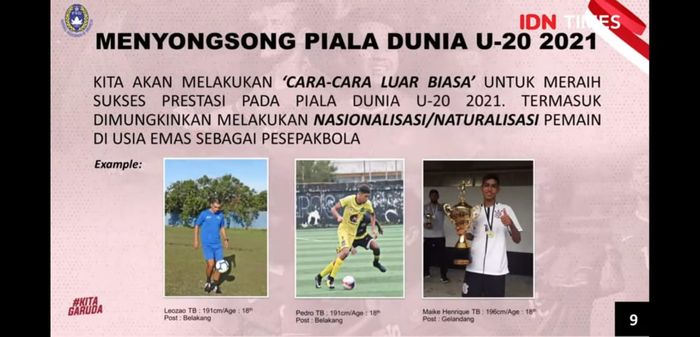 Wacana naturalisasi pemain muda Brasil dalam webinar bersama IDN Times yang diikuti PSSI dan Menpora Zainudin Amali yang berjudul 