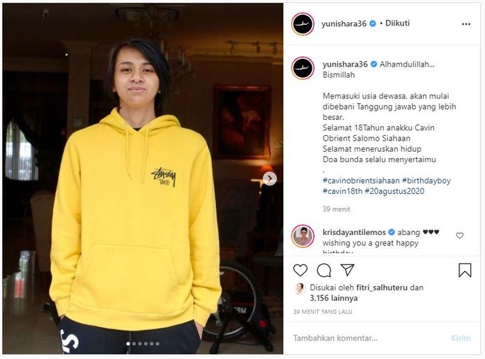 Putra sulung Yuni Shara barus aja berulang tahun ke-18