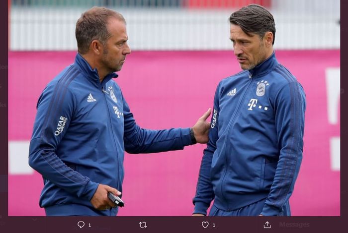 Niko Kovac (kanan) saat menjadi pelatih Bayern Muenchen dan Hansi Flick sebagai asistennya.