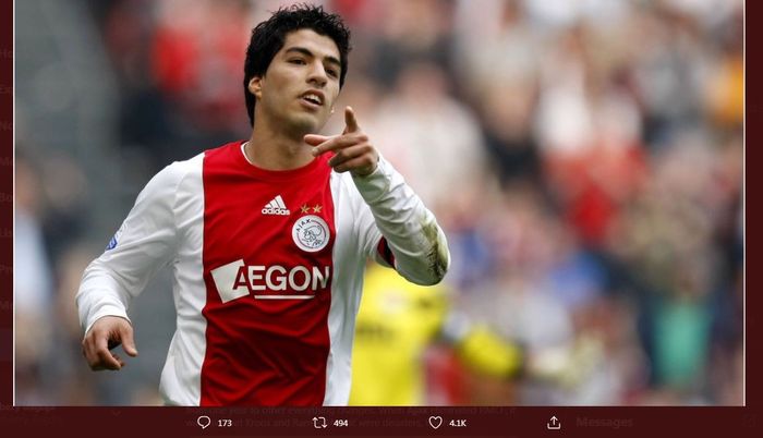 Luis Suarez saat membela Ajax Amsterdam.