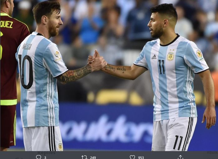 Lionel Messi dan Sergio Aguero.