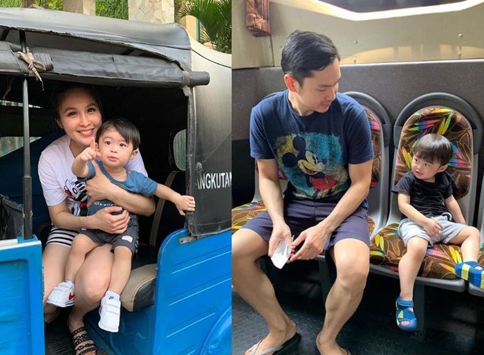 Sandra Dewi ajak anaknya naik bajaj dan bus