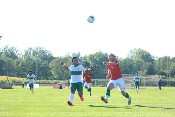 Timnas Indonesia U-19 saat menghadapi Bulgaria, Sabtu (5/9/2020).