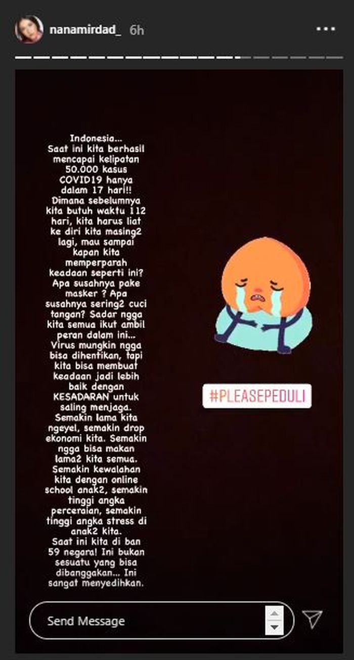 Curhatan Nana Mirdad yang Gusar dengan banyak masyarakat yang kini menganggap enteng Covid-19 meski kasusnya kini telah meningkat pesat