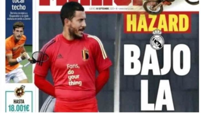 Eden Hazard dalam sesi latihan timnas Belgia.