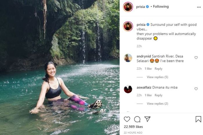 Prisia Nasution berendam di sungai jadi sorotan.