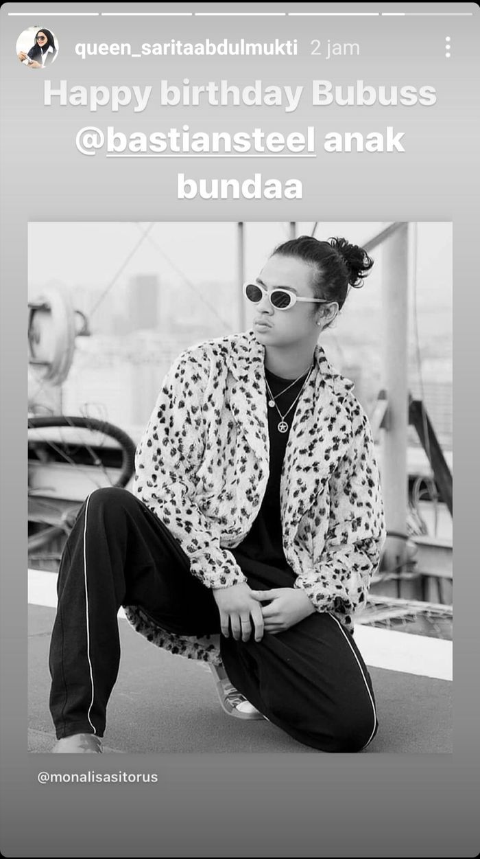 Sarita Abdul Mukti ucapkan selamat ulang tahun untuk Bastian Steel.