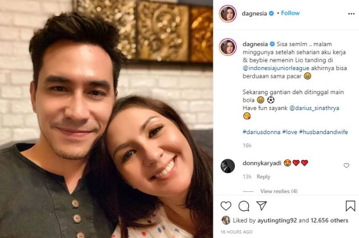 Foto romantis Donna Agnesia dan Darius Sinathrya