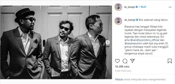 Tompi mengungkapkan kebiasaan anehnya bersama Sandhy Sondoro ketika merindukan Glenn Fredly.