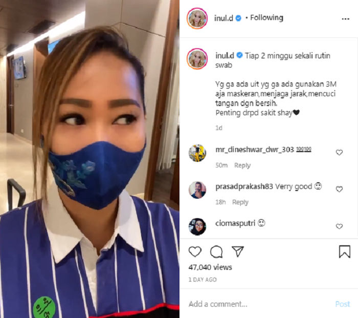 Inul Daratista lakukan swab test tiap 2 minggu sekali.
